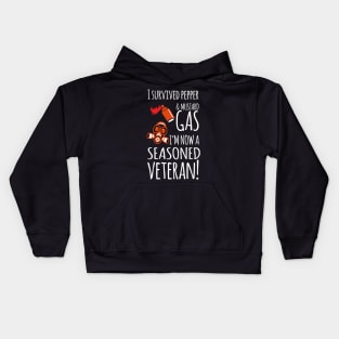 I Survived Pepper & Mustard Gas, I'm Now A Seasoned Veteran! Kids Hoodie